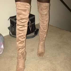 Thigh-High Vegan Suede Boots
